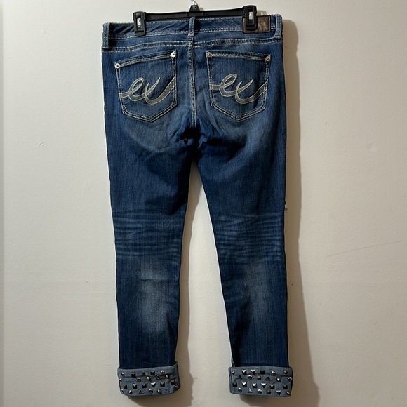 Express Skinny low rise jeans with stretch and one of a kind studded cuffs! - Picture 5 of 8